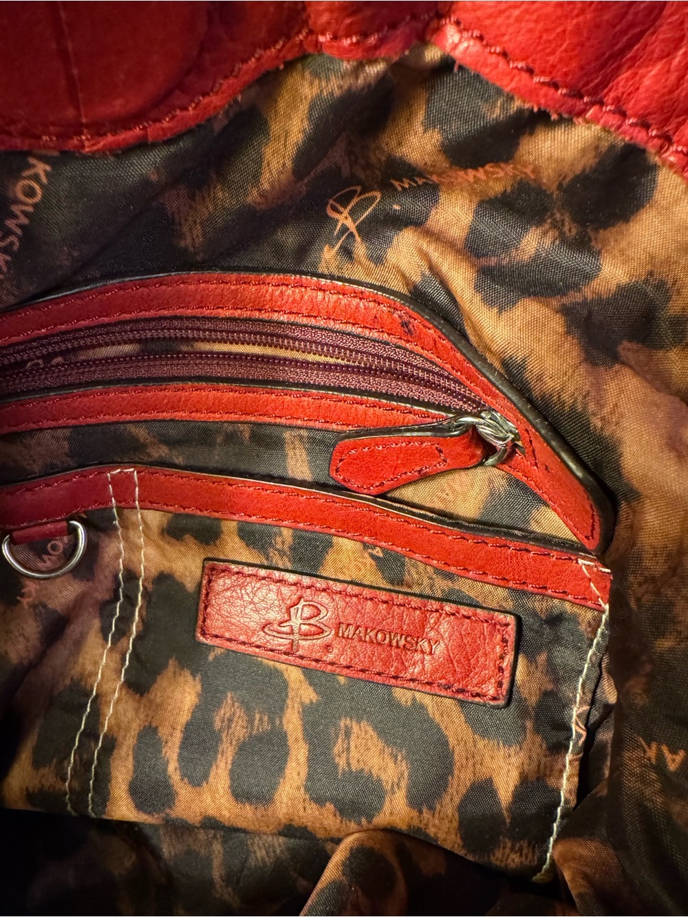 Makowsky red leather and zebra bag - Picture 4 of 7